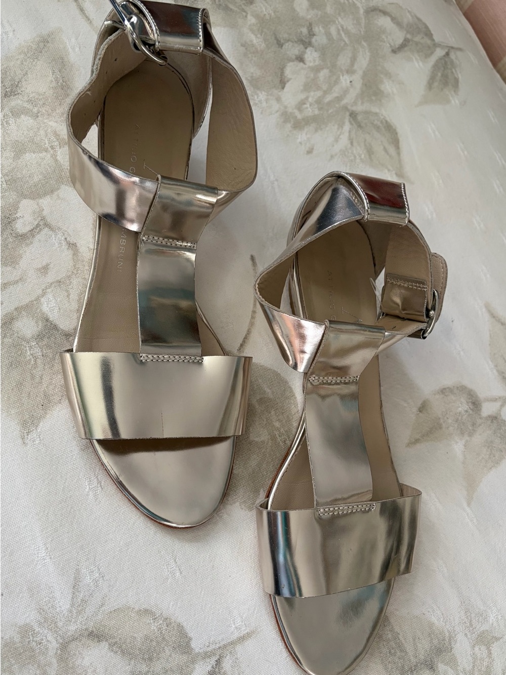 Attilio Giusti Leombruni Genuine Leather Metallic Sandals- Made in Italy